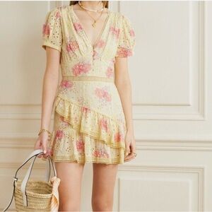 LoveShackFancy Bea Dress in Mellow Yellow